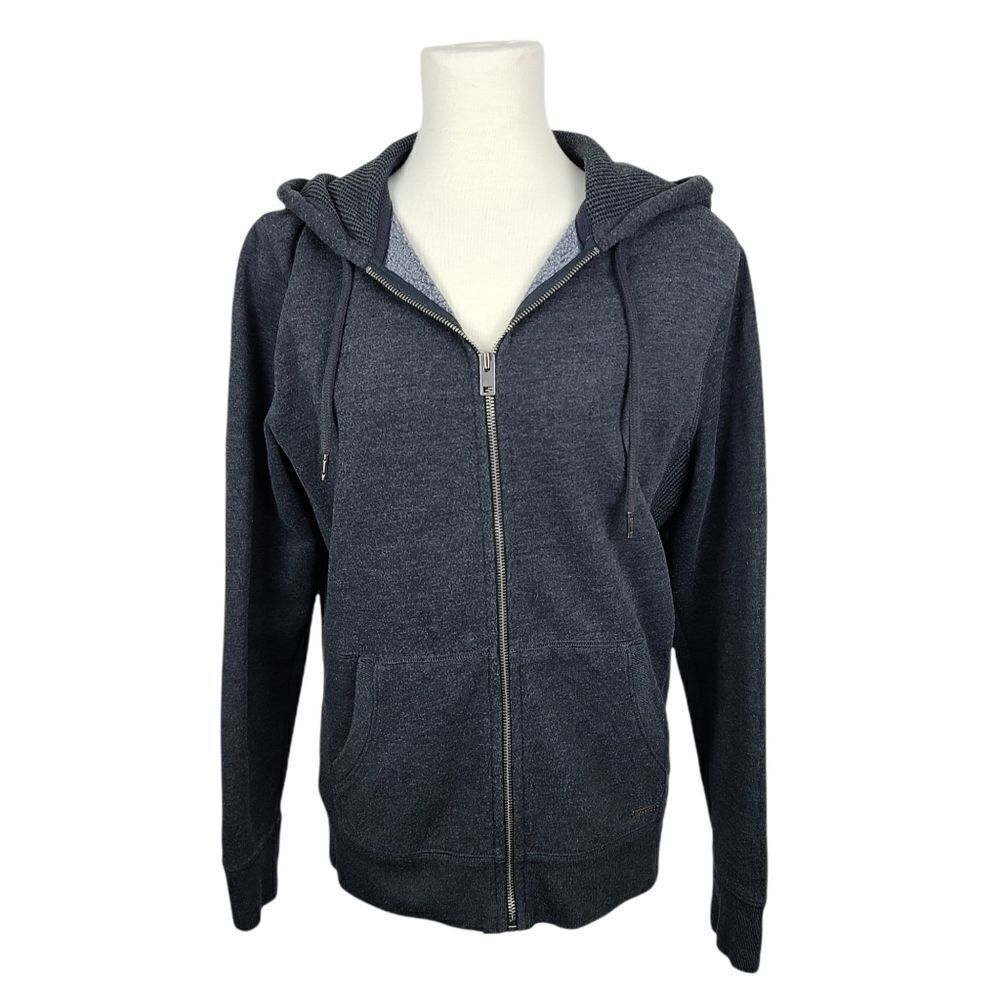 Express Gray Waffle Knit Side Panel Zip Up Fleece Sweatshirt Hoodie Small